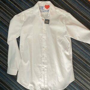 Kids white button-down dress shirt with spread collar